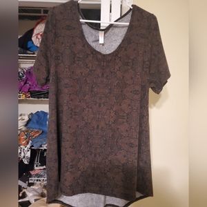 Lularoe 2x Classic Tee brown with black pattern
